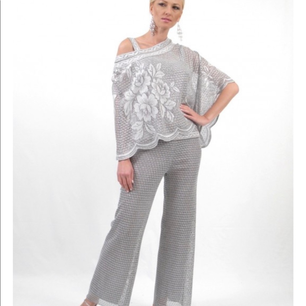 NWT Damianou 3 Piece Lacy Wide Leg Pant Set - L